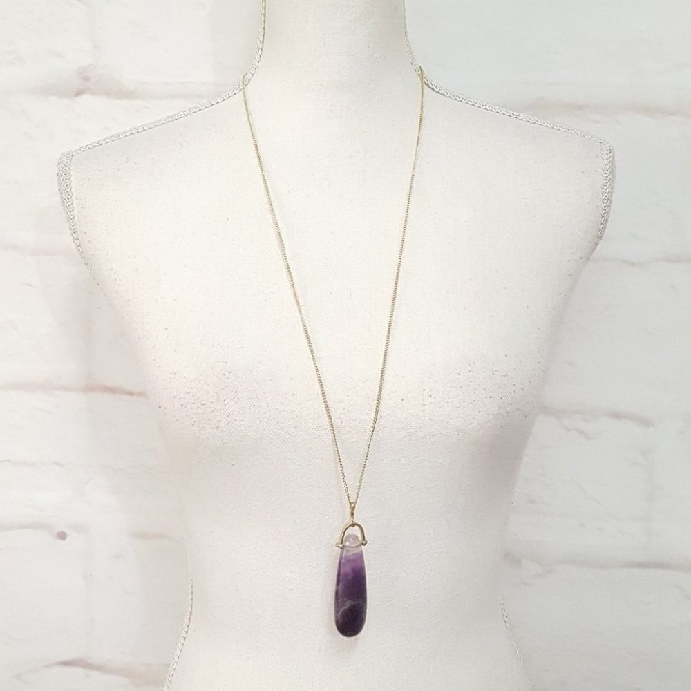 Amethyst Pendant Necklace Long - Picture 3 of 7